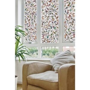 Colorful Leaf Pattern Window Privacy Film